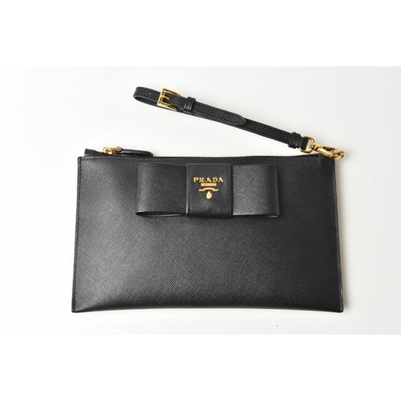 Prada Black Saffiano Clutch Bag - Picture 1 of 8